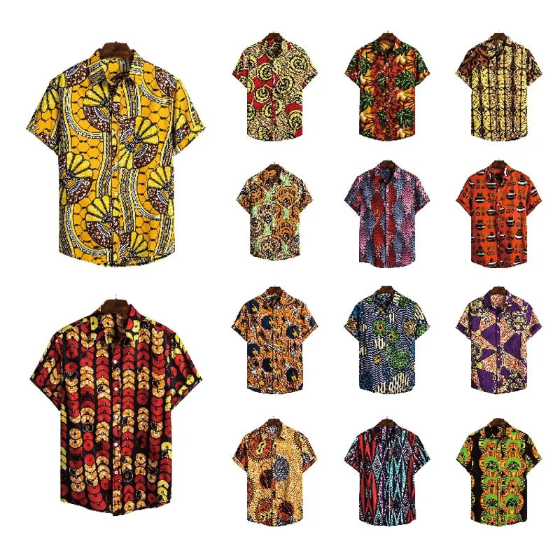 Hommes Dashiki lâche Blouse mode Tee hauts Bazin Riche africain inde décontracté t-shirt Ankara Homme à manches courtes imprimé rétro vêtements