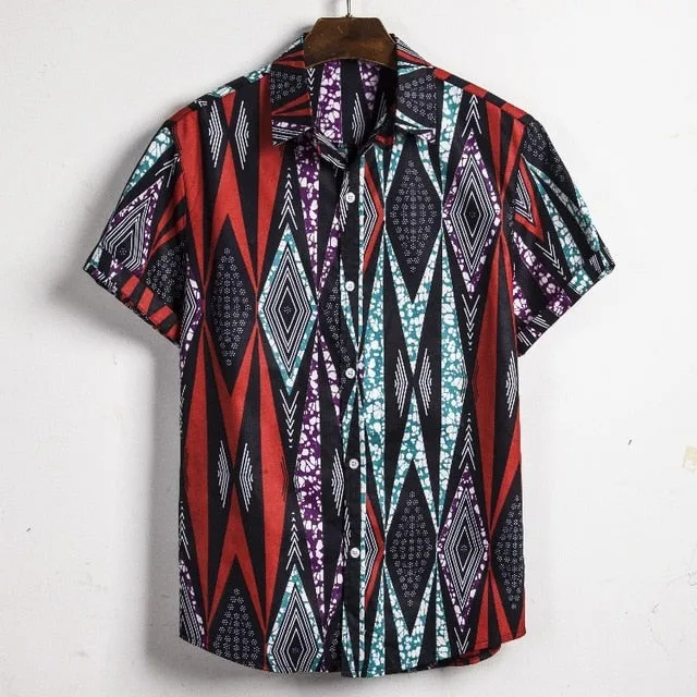 Hommes Dashiki lâche Blouse mode Tee hauts Bazin Riche africain inde décontracté t-shirt Ankara Homme à manches courtes imprimé rétro vêtements