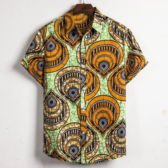 Hommes Dashiki lâche Blouse mode Tee hauts Bazin Riche africain inde décontracté t-shirt Ankara Homme à manches courtes imprimé rétro vêtements
