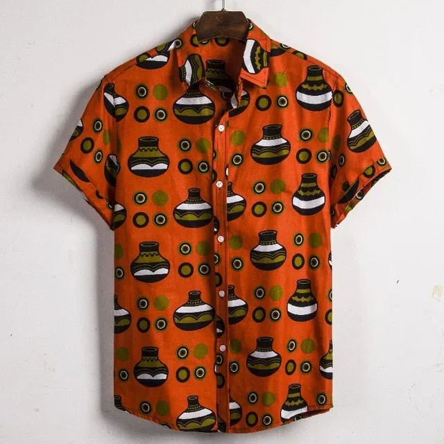 Hommes Dashiki lâche Blouse mode Tee hauts Bazin Riche africain inde décontracté t-shirt Ankara Homme à manches courtes imprimé rétro vêtements