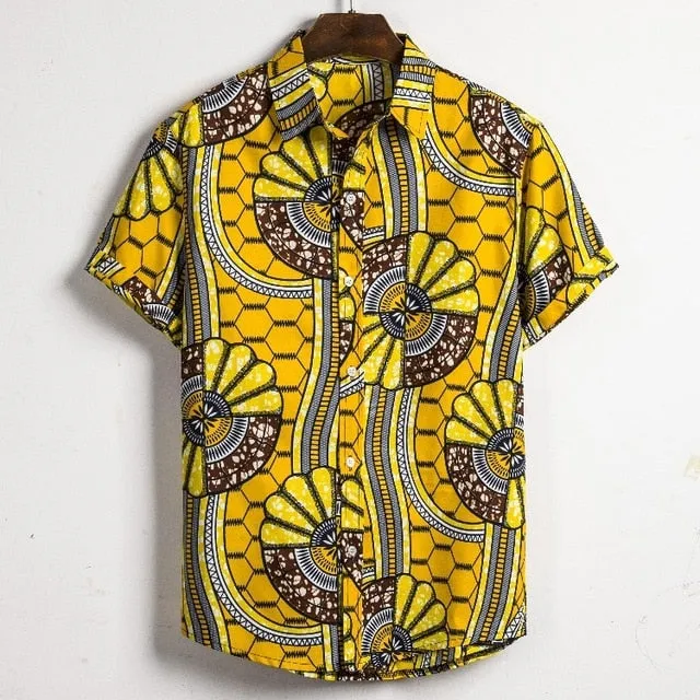 Hommes Dashiki lâche Blouse mode Tee hauts Bazin Riche africain inde décontracté t-shirt Ankara Homme à manches courtes imprimé rétro vêtements