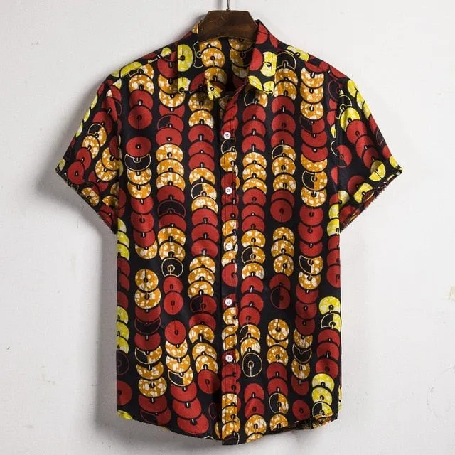 Hommes Dashiki lâche Blouse mode Tee hauts Bazin Riche africain inde décontracté t-shirt Ankara Homme à manches courtes imprimé rétro vêtements