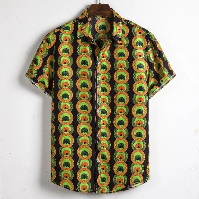 Hommes Dashiki lâche Blouse mode Tee hauts Bazin Riche africain inde décontracté t-shirt Ankara Homme à manches courtes imprimé rétro vêtements