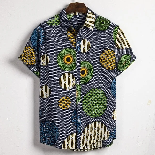 Hommes Dashiki lâche Blouse mode Tee hauts Bazin Riche africain inde décontracté t-shirt Ankara Homme à manches courtes imprimé rétro vêtements