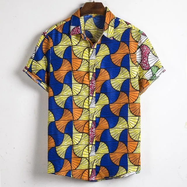 Hommes Dashiki lâche Blouse mode Tee hauts Bazin Riche africain inde décontracté t-shirt Ankara Homme à manches courtes imprimé rétro vêtements