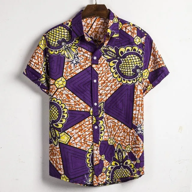 Hommes Dashiki lâche Blouse mode Tee hauts Bazin Riche africain inde décontracté t-shirt Ankara Homme à manches courtes imprimé rétro vêtements