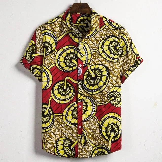 Hommes Dashiki lâche Blouse mode Tee hauts Bazin Riche africain inde décontracté t-shirt Ankara Homme à manches courtes imprimé rétro vêtements