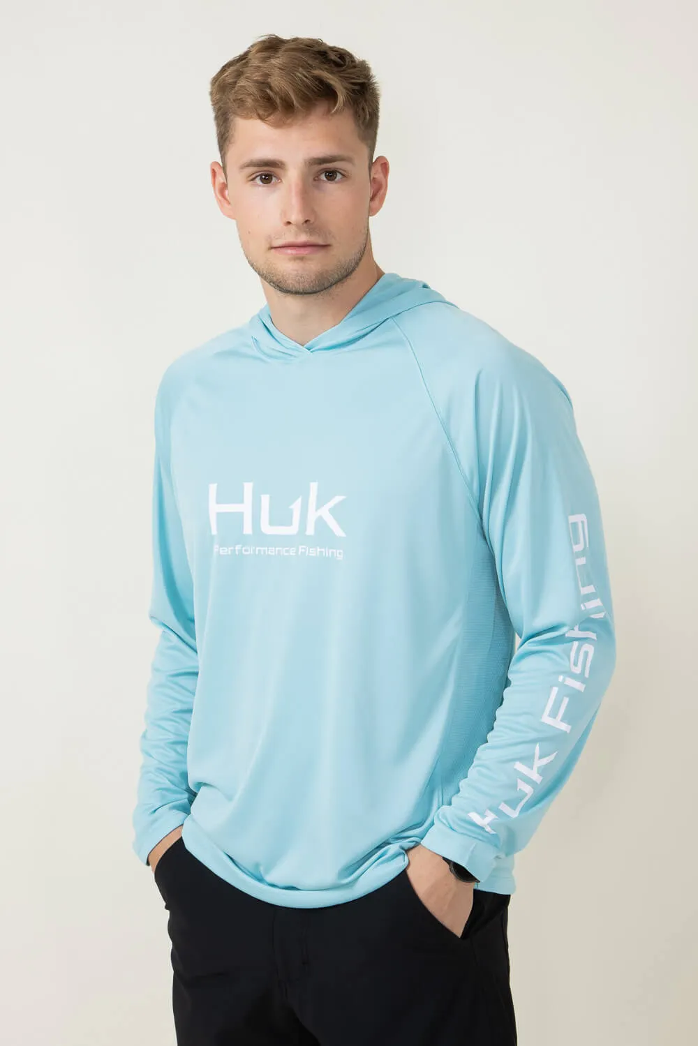 Huk Fishing Pursuit Vented Hoodie for Men in Blue | H1200525-372-MARINEBLUE