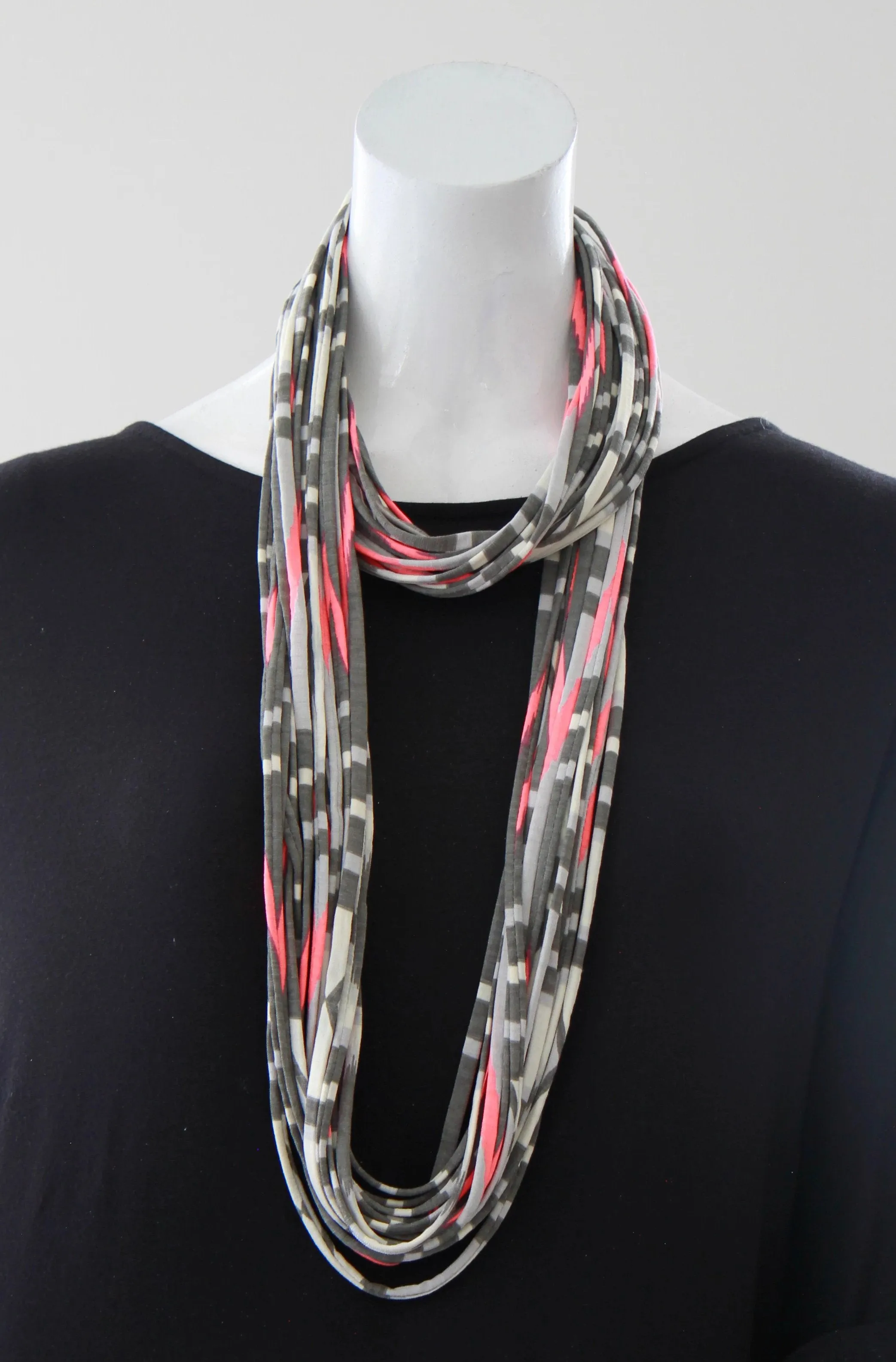 Infinity Scarf in Neon Pink and Grey "Glow"