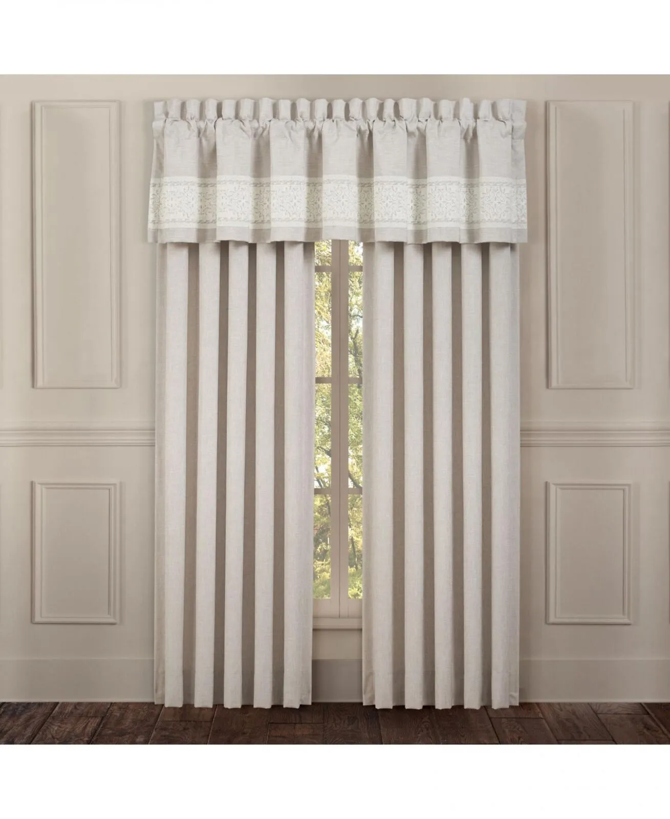 J. Queen New York Lauralynn Straight Window Valance Beige Brown 88 x 18