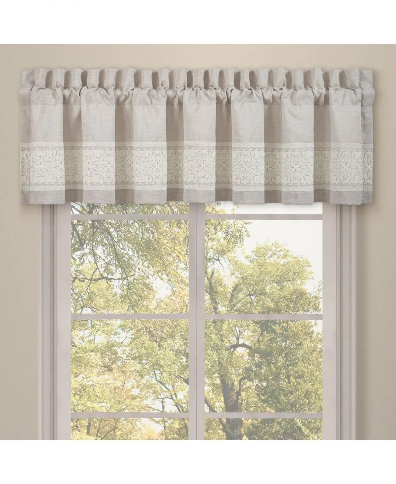 J. Queen New York Lauralynn Straight Window Valance Beige Brown 88 x 18