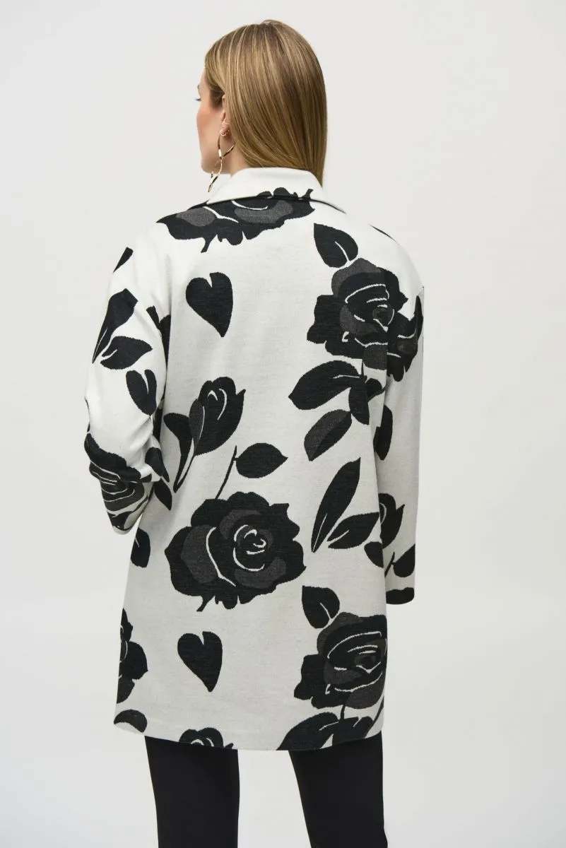 Joseph Ribkoff Off-White/Multi Floral Print Knit Coat Jacket 244099