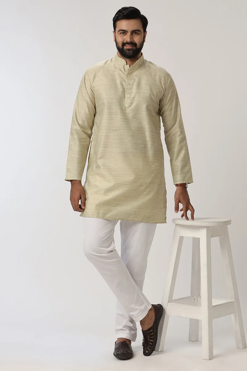 Kraft - Cream Yellow Long Kurtas for Men | Uathayam