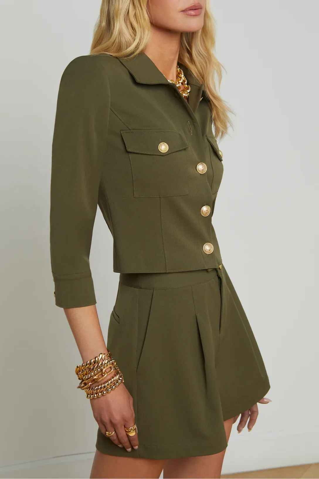 Kumi Cropped Jacket | Ivy Green