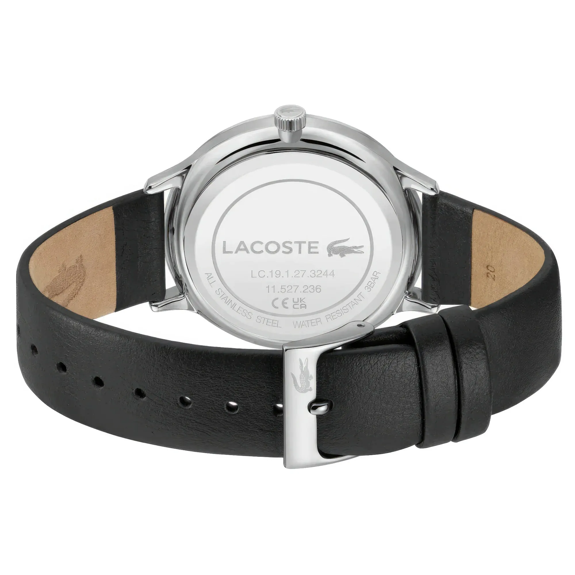 Lacoste Club Men's Olive Date Dial Watch Black Leather Strap