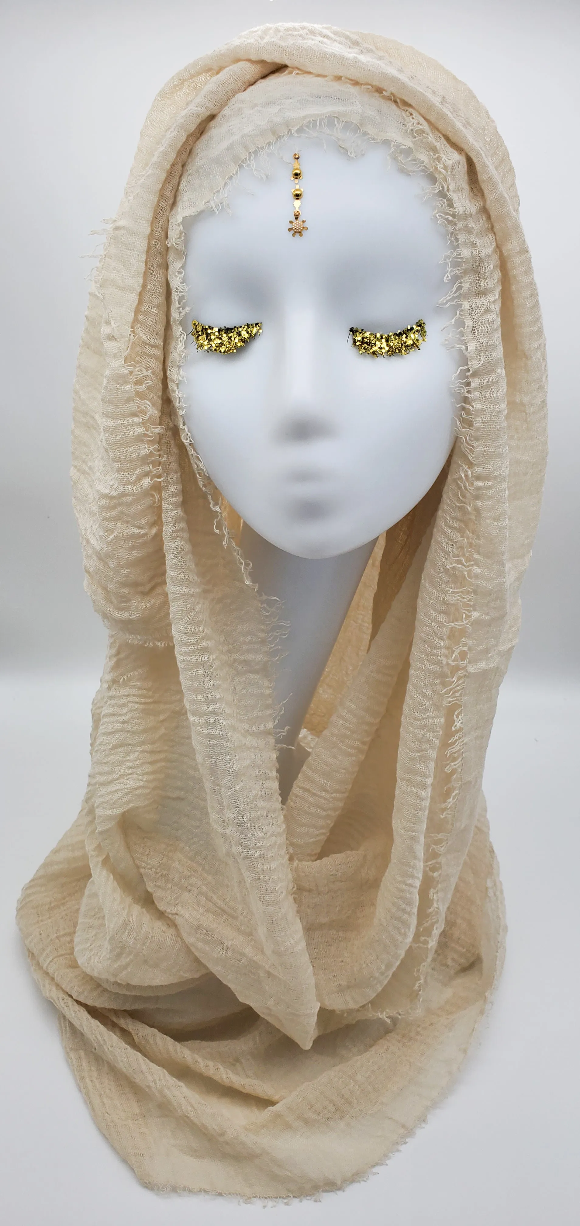 Layla Cream - Cotton & Linen Crinkle Scarf