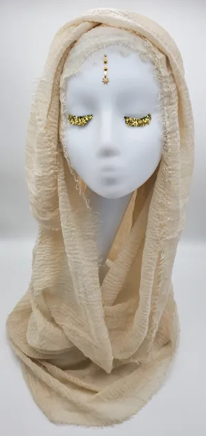Layla Cream - Cotton & Linen Crinkle Scarf