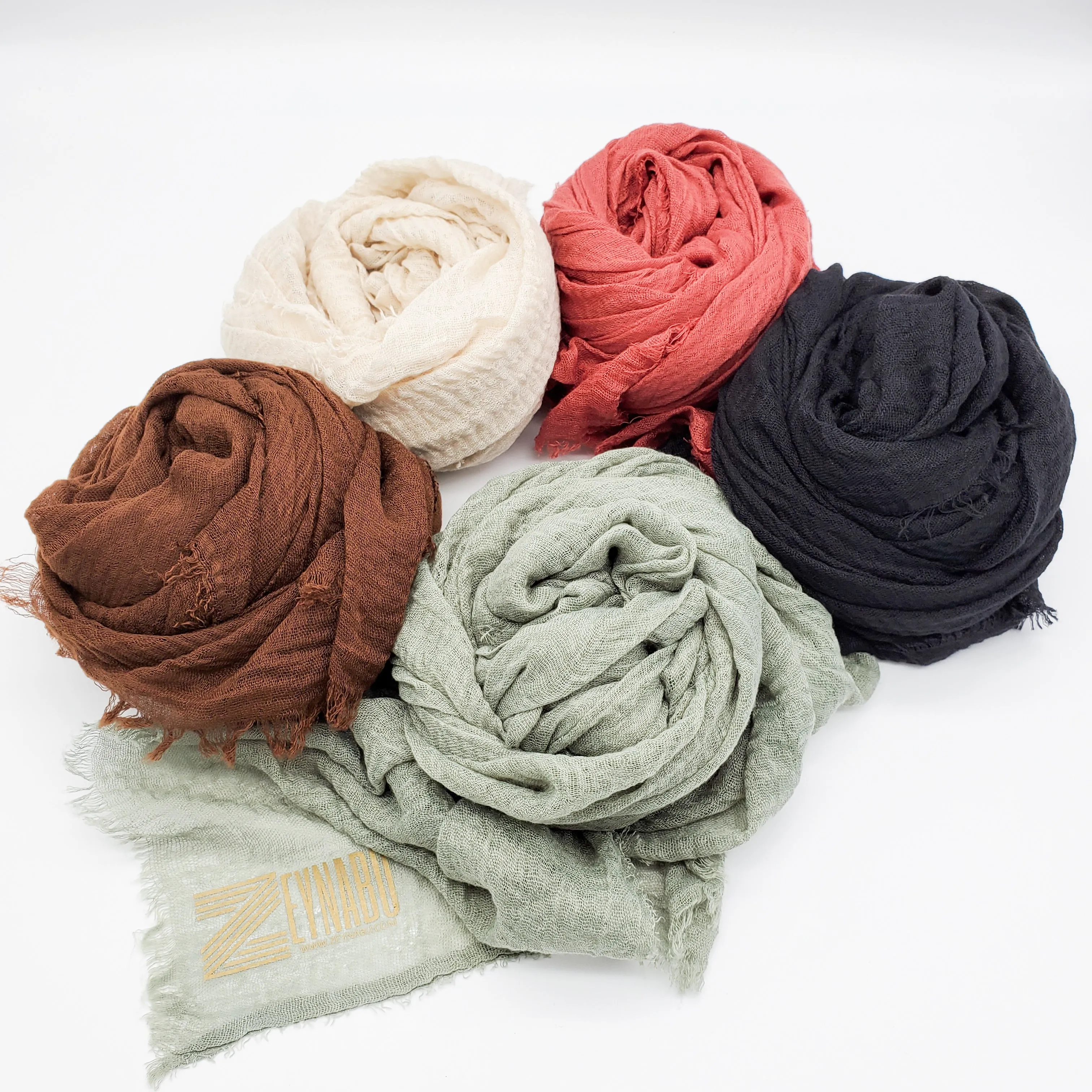 Layla Cream - Cotton & Linen Crinkle Scarf