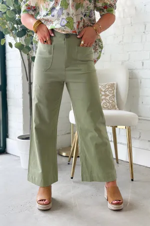 Light Olive Patch Pockets Pants