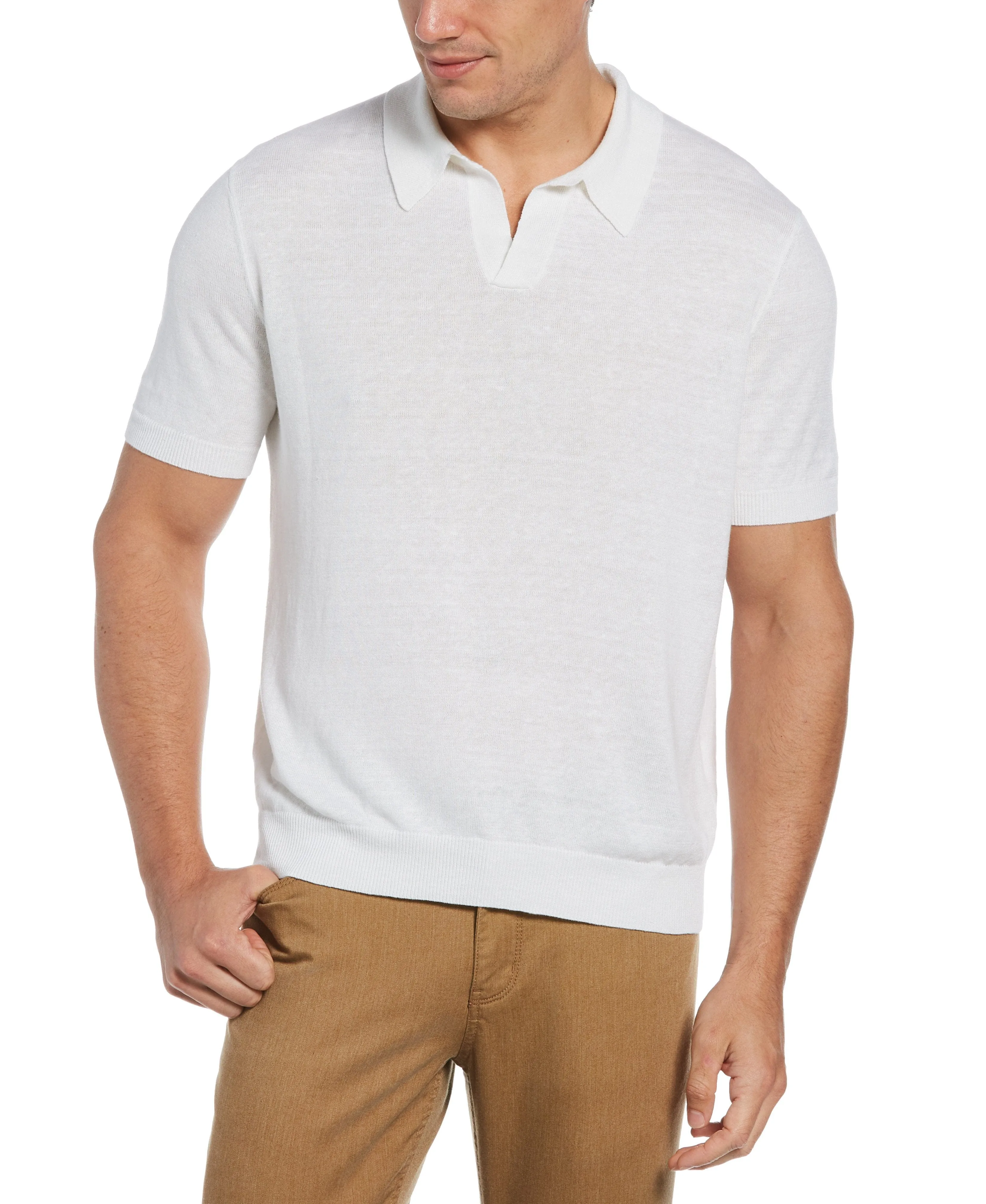 Linen Blend Open Polo