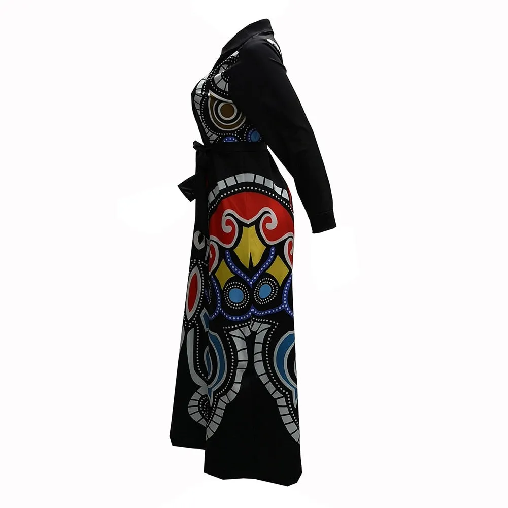 Long Sleeve Traditional Butterfly print Ankara EVENING Dress
