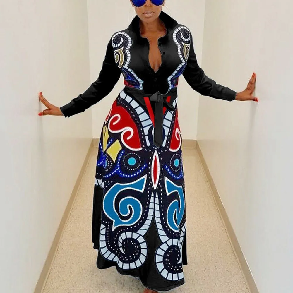 Long Sleeve Traditional Butterfly print Ankara EVENING Dress