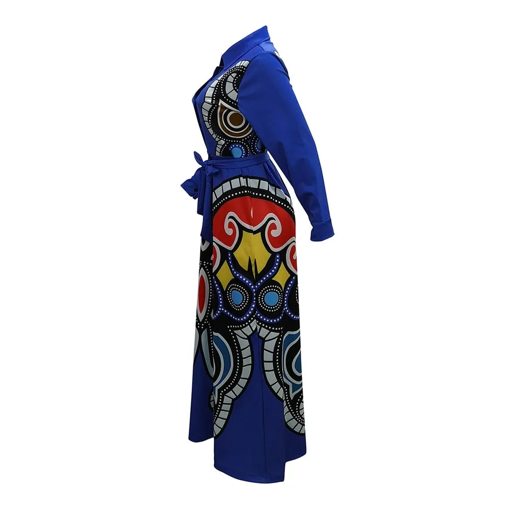 Long Sleeve Traditional Butterfly print Ankara EVENING Dress