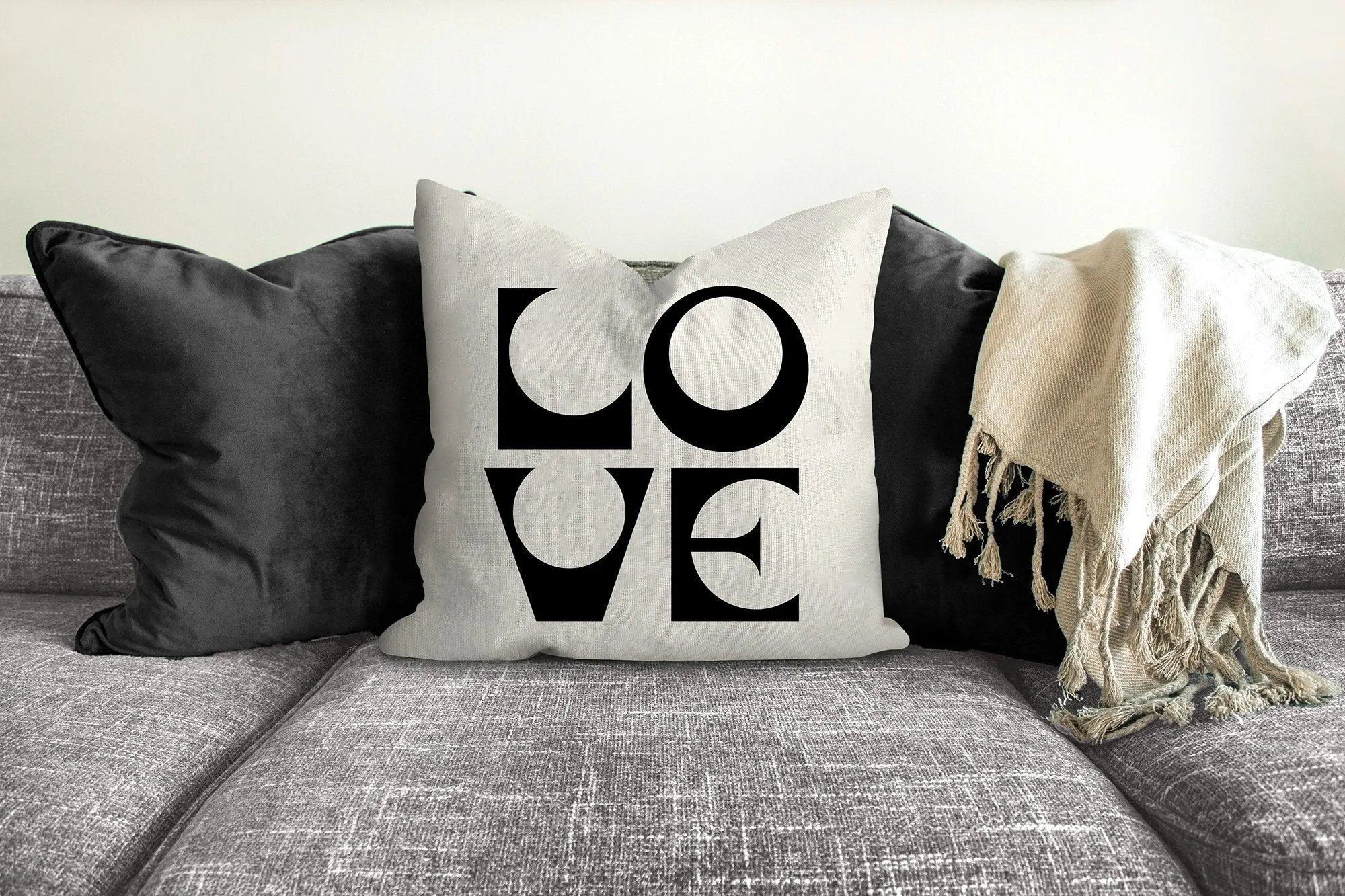 Love pillow, cinnamon black, mid century letters, groovy, Boho pillow, retro pillow, throw pillow, pillow cover and insert, accent pillow