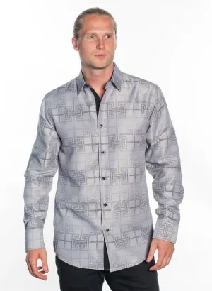 LSWG-370 MEN'S PRINTED LONG SLEEVE DRESS SHIRT