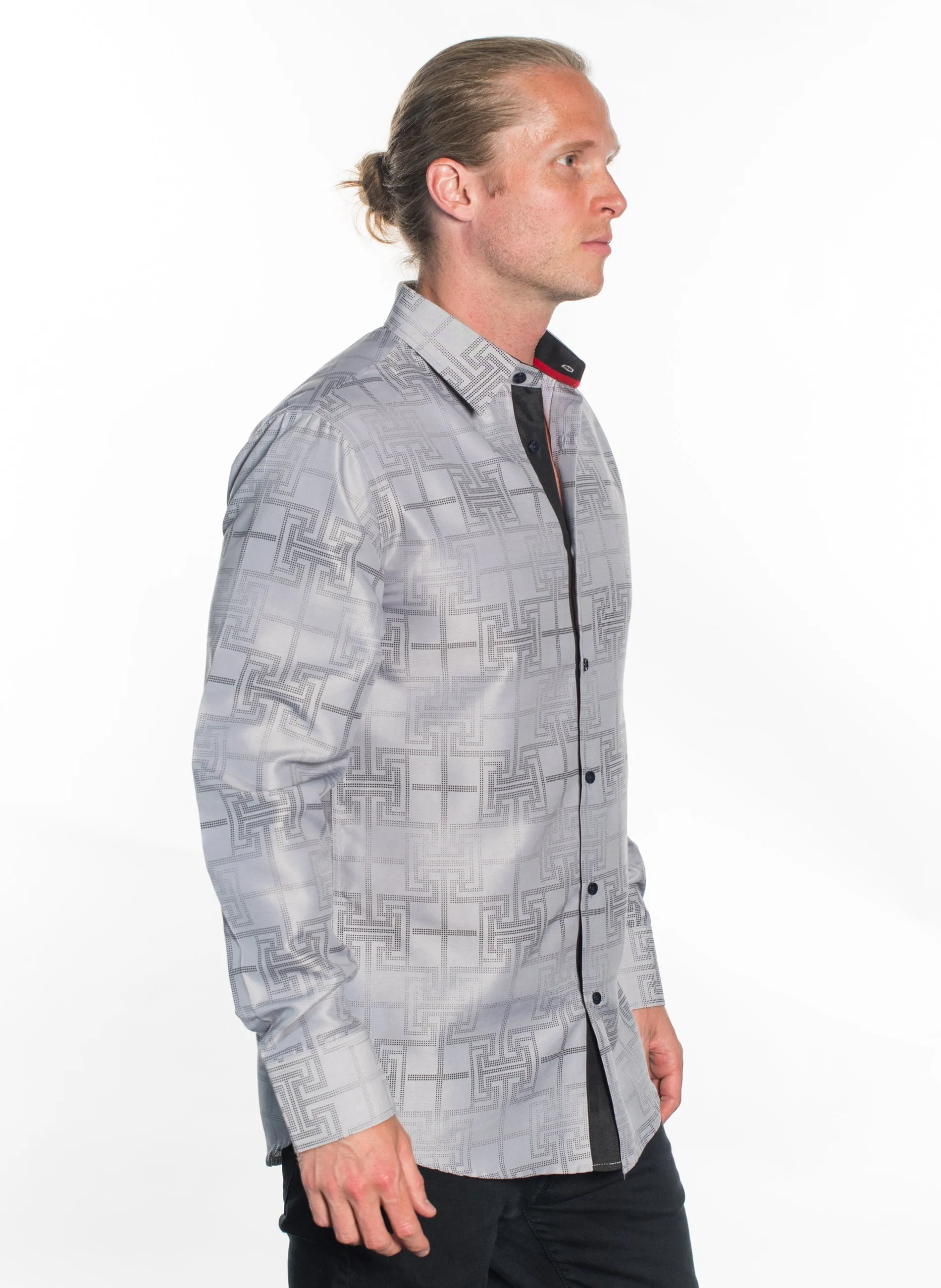 LSWG-370 MEN'S PRINTED LONG SLEEVE DRESS SHIRT