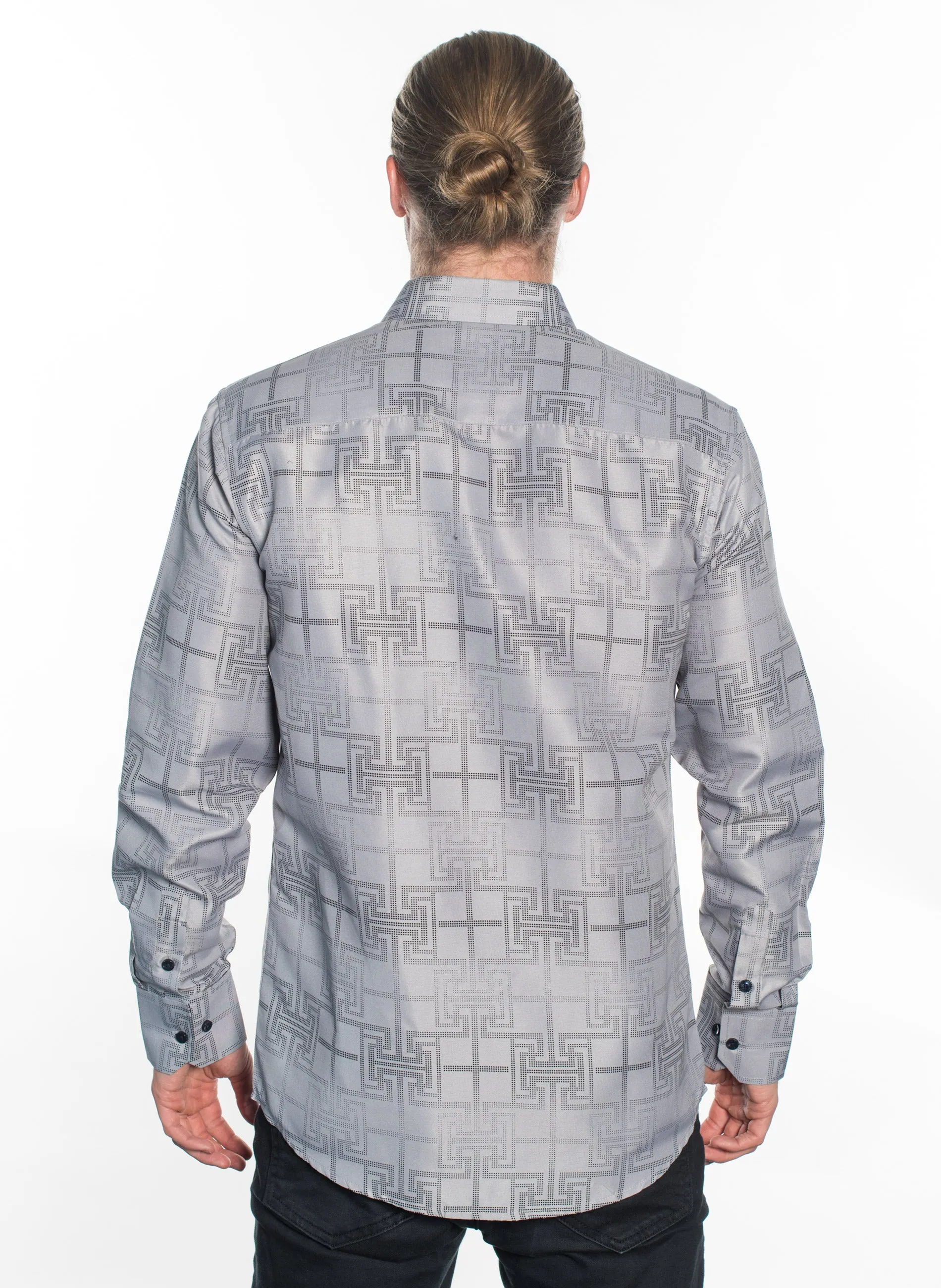 LSWG-370 MEN'S PRINTED LONG SLEEVE DRESS SHIRT
