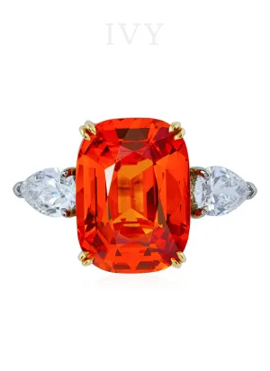 Mandarin Garnet and Diamond Ring