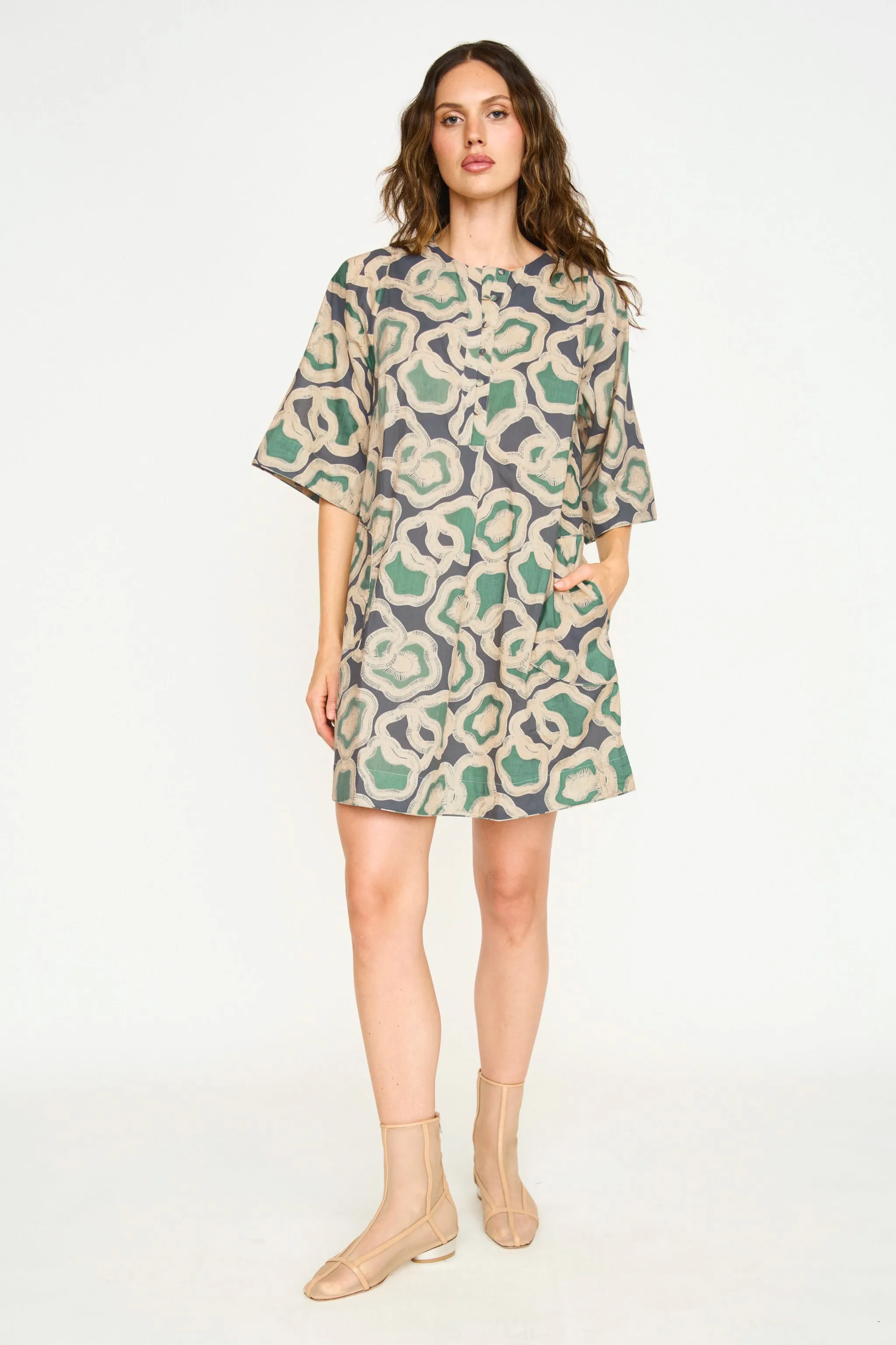 Manila Short Dress in Marine Puddles