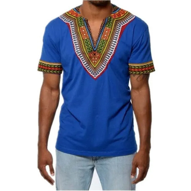 Men New Africa Print Dashiki Casual Hip Hop Tops Tees Africa Clothing