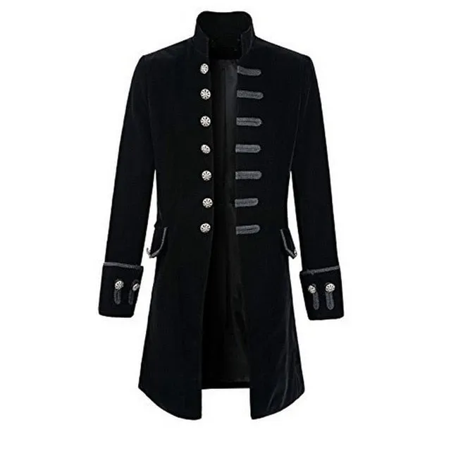 Men Steampunk Costume Brocade Jacket Gothic Steampunk Vintage Victorian Coat Top Male Vintage Halloween Cosplay Jacket Outfit