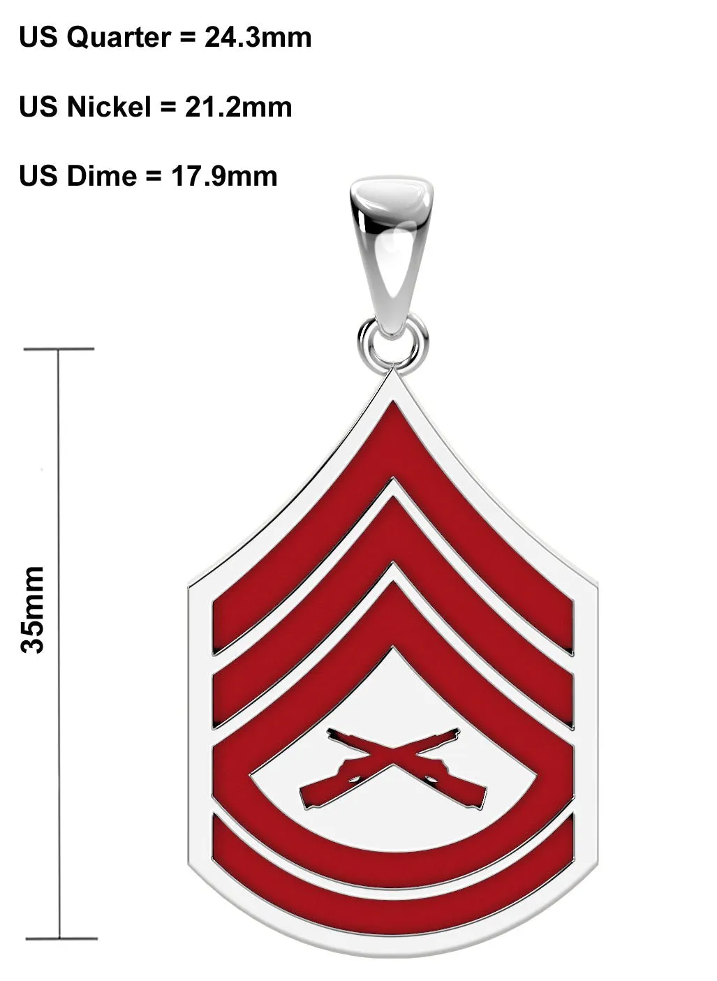 Men's 925 Sterling Silver Gunnery Sergeant US Marine Corps Pendant