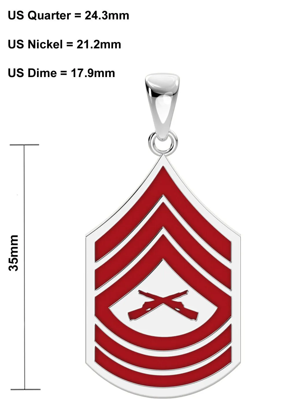 Men's 925 Sterling Silver Master Sergeant US Marine Corps Pendant