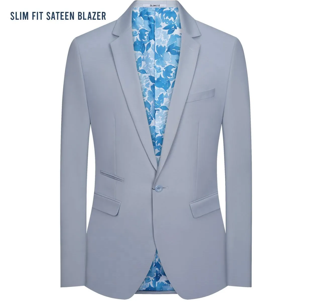 Men's Baby Blue Slim Fit Strech Blazer