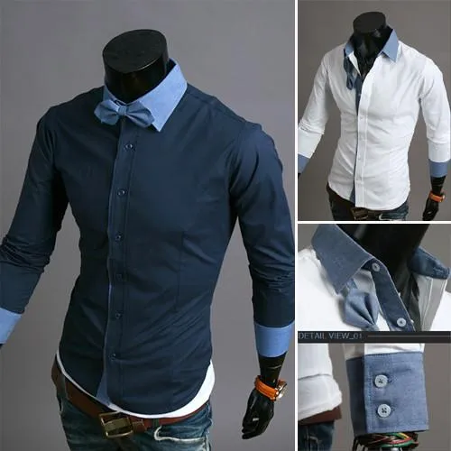 Men's Business Multi Color Collar, Sleeve Shirt