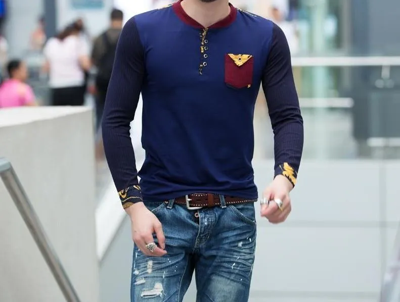 Men's Casual Colored Pocket Fashion T-Shirt