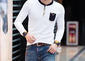 Men's Casual Colored Pocket Fashion T-Shirt