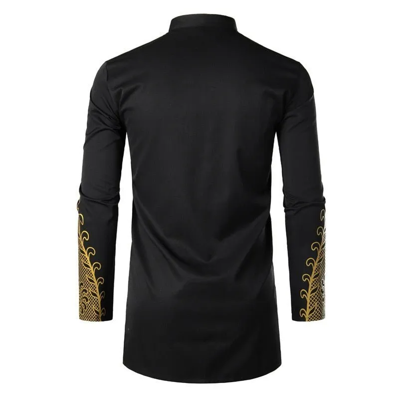 Men's Fashion Dashiki Shirt, Slim Fit Streetwear African Top