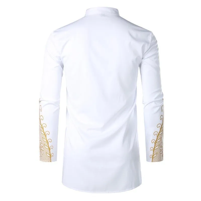 Men's Fashion Dashiki Shirt, Slim Fit Streetwear African Top