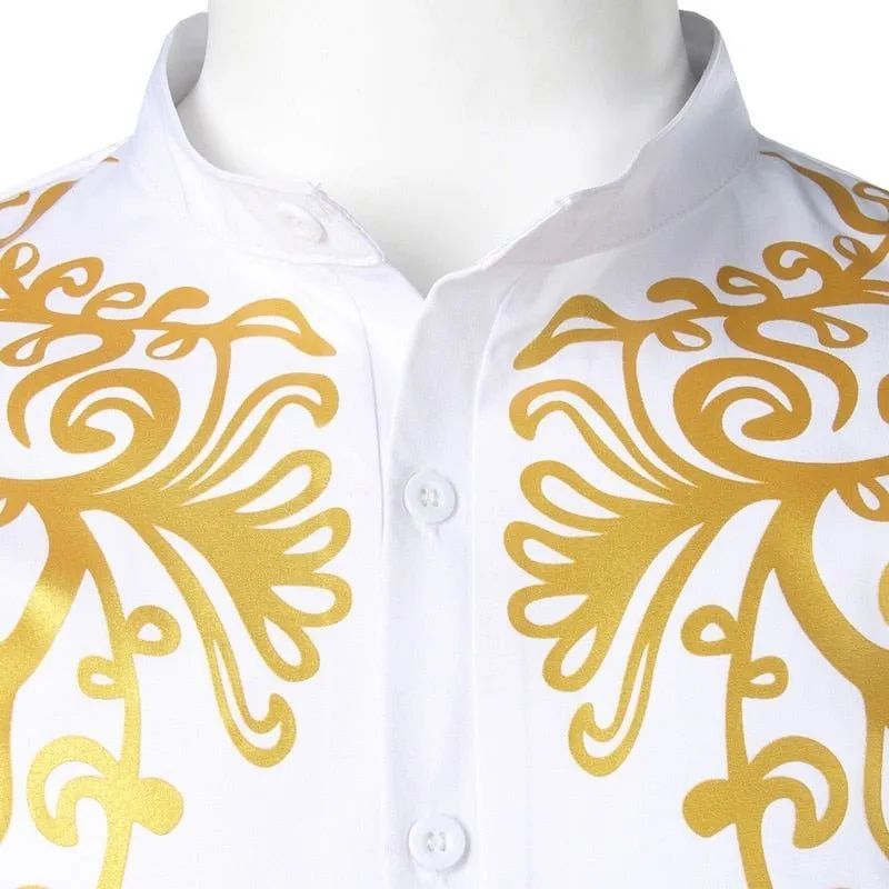 Men's Fashion Dashiki Shirt, Slim Fit Streetwear African Top