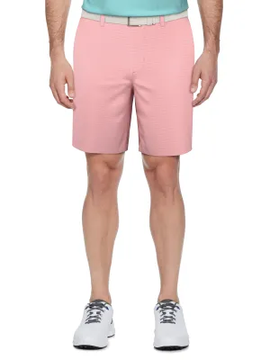 Men's Flat Front Active Waistband Horizontal Golf Print Short