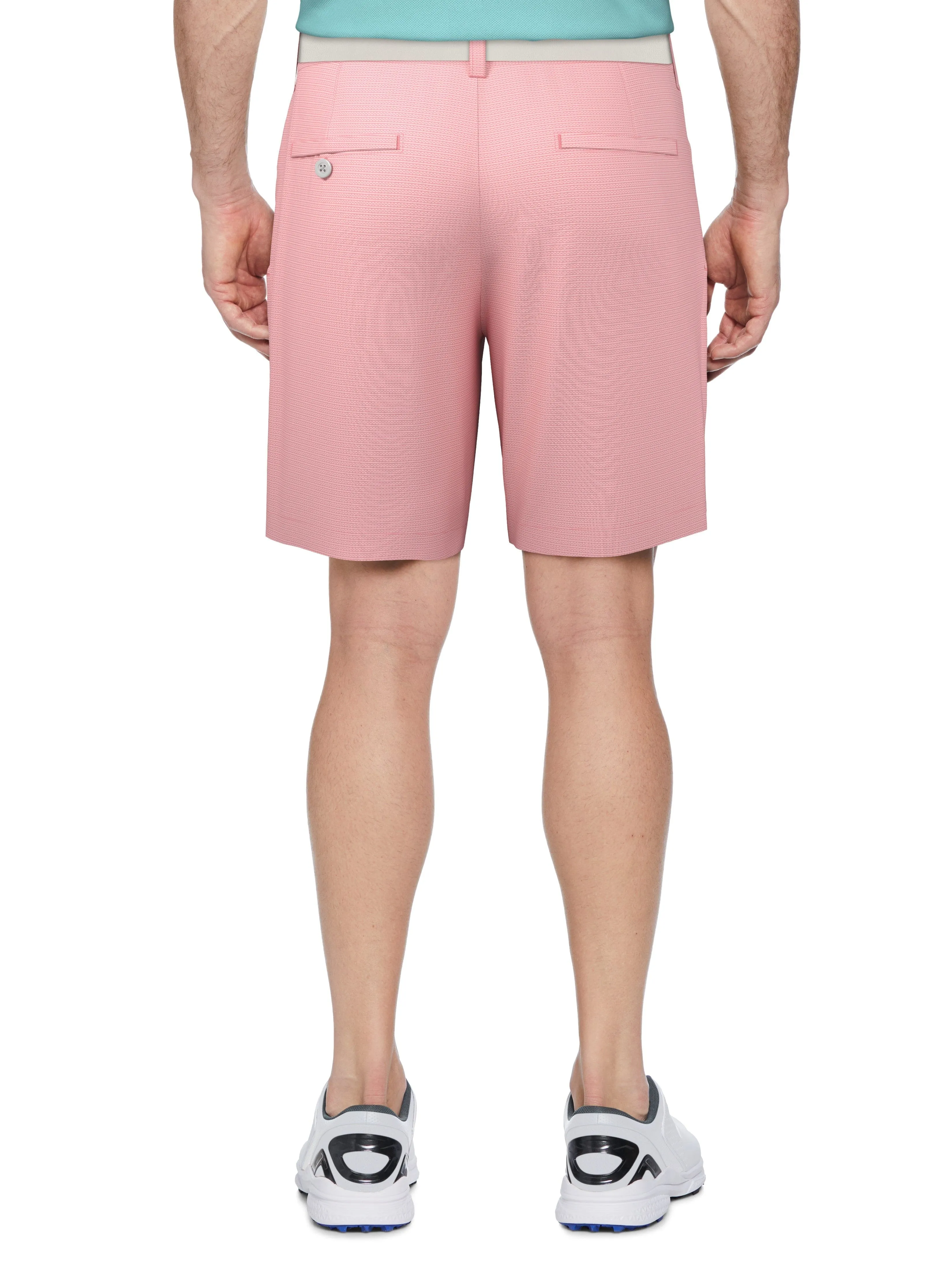 Men's Flat Front Active Waistband Horizontal Golf Print Short