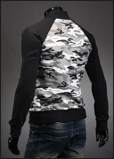 Men's Full Zip Camo Hoodie With Black