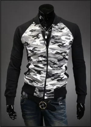 Men's Full Zip Camo Hoodie With Black