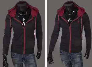 Men's Full Zip Jacket Hoodie 2 Tone with Colored Hoodie