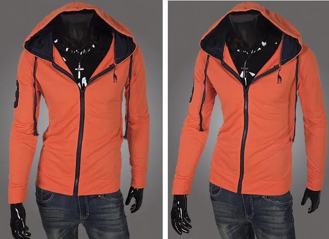 Men's Full Zip Jacket Hoodie 2 Tone with Colored Hoodie